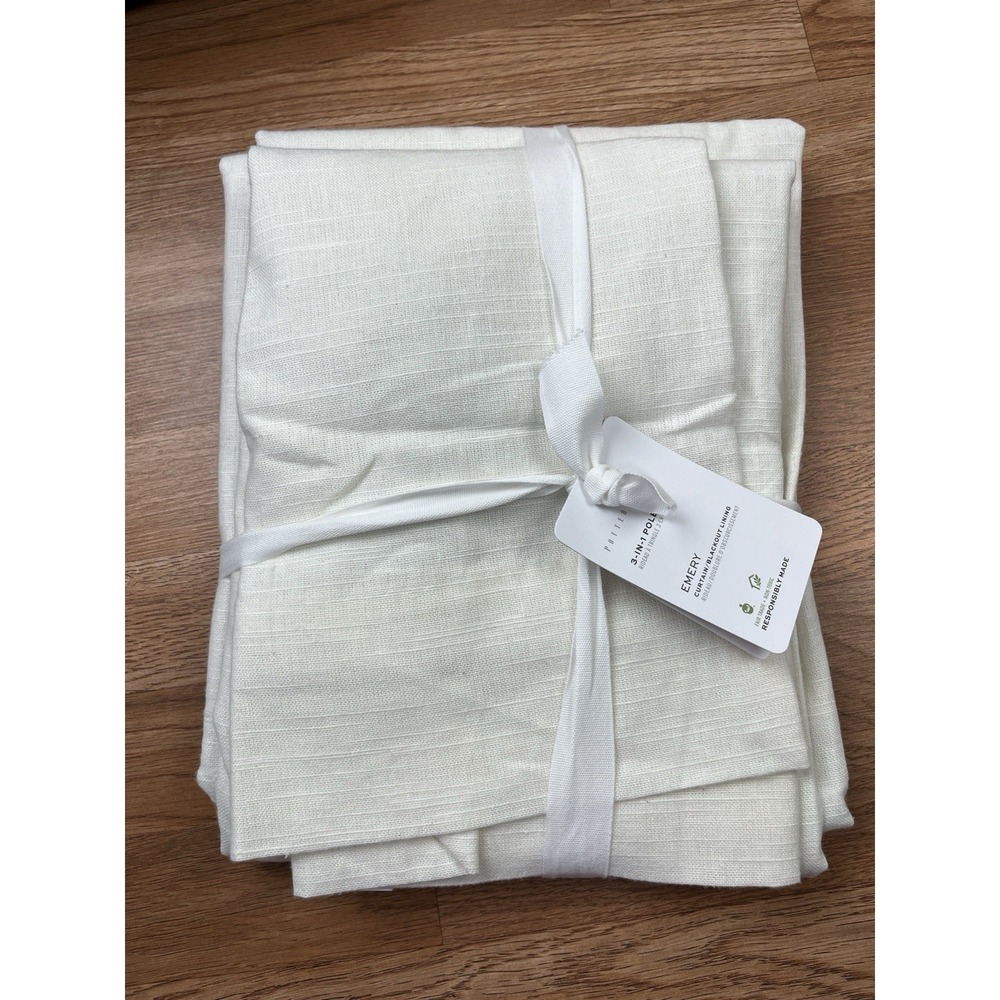 Pottery‎ Barn Emery Linen Blackout Curtain Panel in Ivory 30" x 90" NEW